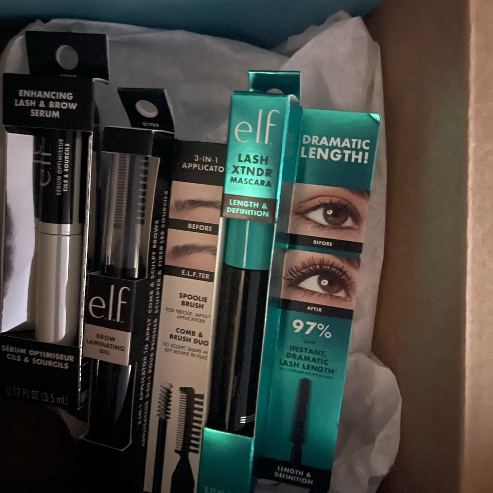 e.l.f. Enhancing Lash & Brow Serum, Brow Laminating Gel, and Mascara Set